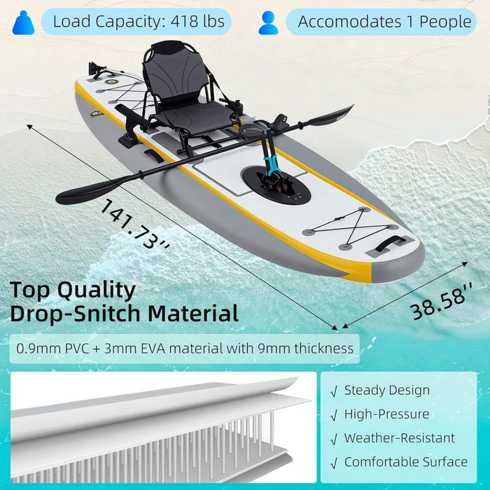 Portable 12FT Lightweight Inflatable PVC Fishing Kayak With Pedal System (SAK64328) SAKSBY WHOLESALE