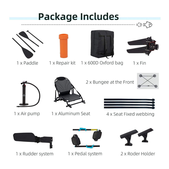 Portable 12FT Lightweight Inflatable PVC Fishing Kayak With Pedal System (SAK64328) SAKSBY WHOLESALE