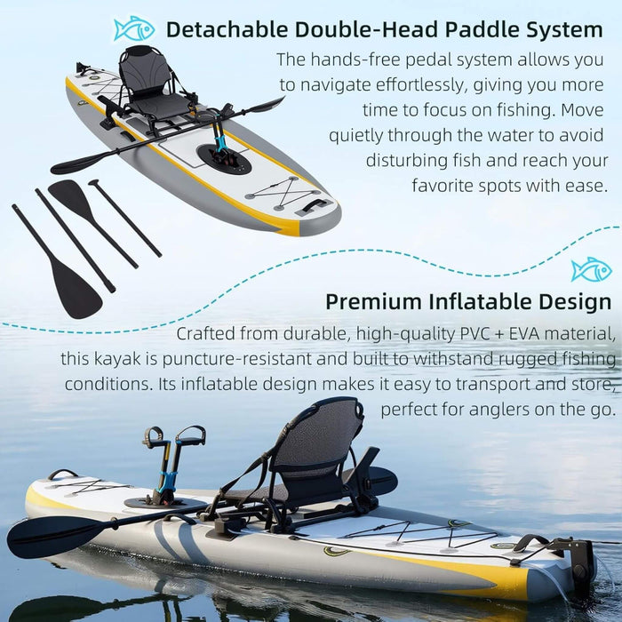 Portable 12FT Lightweight Inflatable PVC Fishing Kayak With Pedal System (SAK64328) SAKSBY WHOLESALE