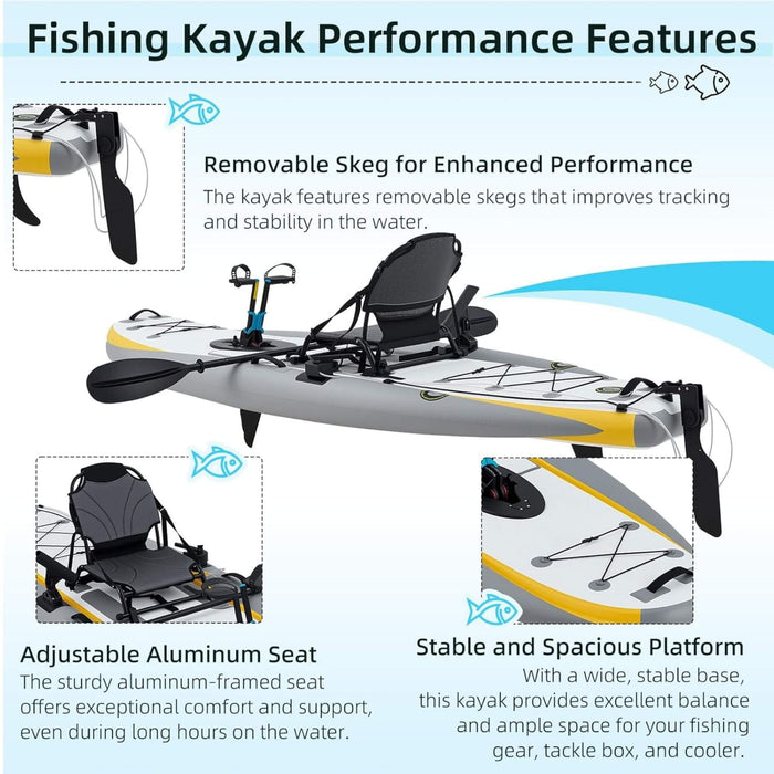 Portable 12FT Lightweight Inflatable PVC Fishing Kayak With Pedal System (SAK64328) SAKSBY WHOLESALE