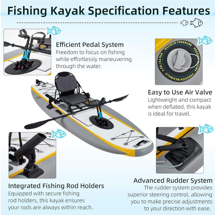 Portable 12FT Lightweight Inflatable PVC Fishing Kayak With Pedal System (SAK64328) SAKSBY WHOLESALE