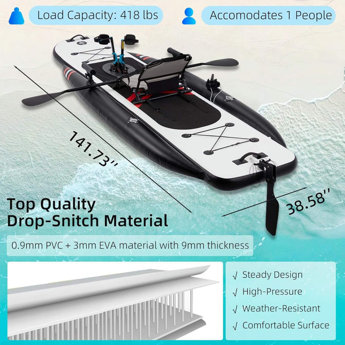 Premium 12FT Lightweight Inflatable Fishing Kayak With Pedal System (SAK15079) SAKSBY WHOLESALE