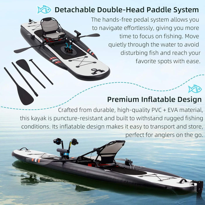 Premium 12FT Lightweight Inflatable Fishing Kayak With Pedal System (SAK15079) SAKSBY WHOLESALE