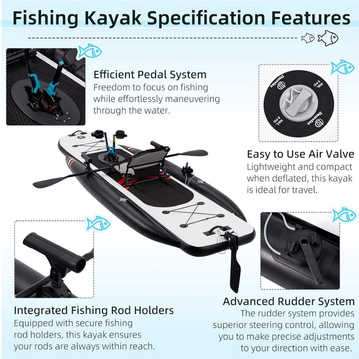 Premium 12FT Lightweight Inflatable Fishing Kayak With Pedal System (SAK15079) SAKSBY WHOLESALE